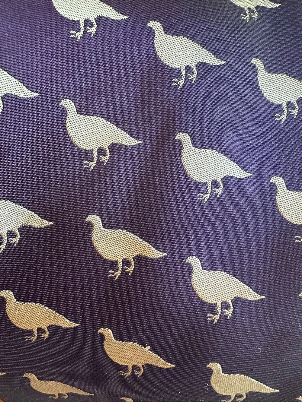 Purple Silk Tie with Cream Gamebird Print British Preppy Old money Classic